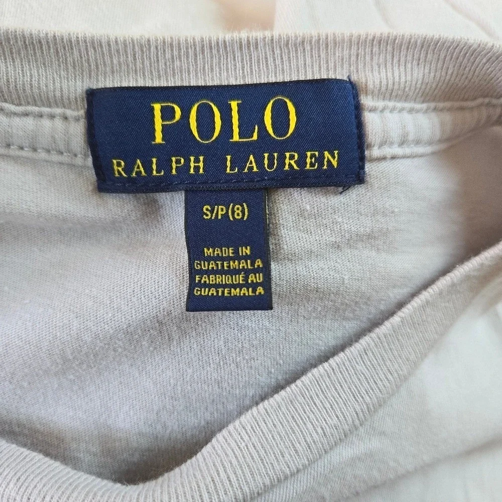 Polo‎ Ralph Lauren Boys Light Gray Crew Neck Short Sleeve Pony Logo Tee Small 8